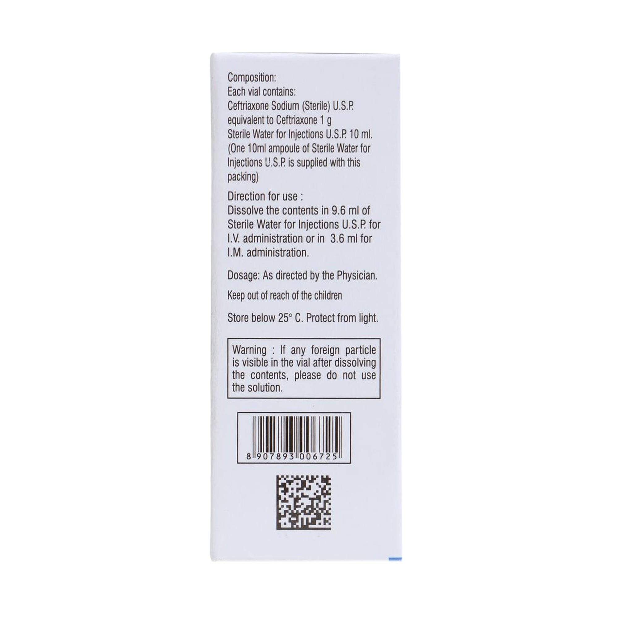 Thumbnail for Combipack of Ceftriaxone 1gm with 10ml FFS WFI